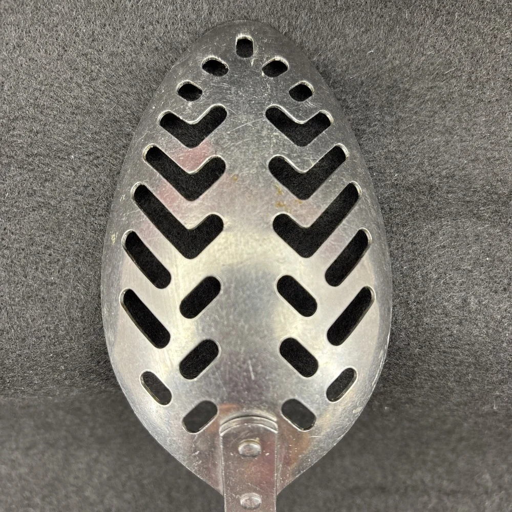 EKCO Forge Stainless Serving Multi Slotted Spoon Black Handle 11.5